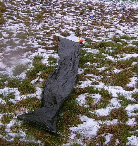 Kite with powered tail at ground other view