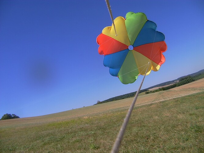 parachute kite in flight after coming down